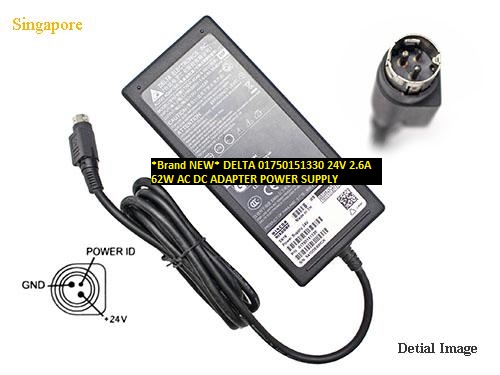 *Brand NEW* 01750151330 DELTA 24V 2.6A 62W AC DC ADAPTER POWER SUPPLY